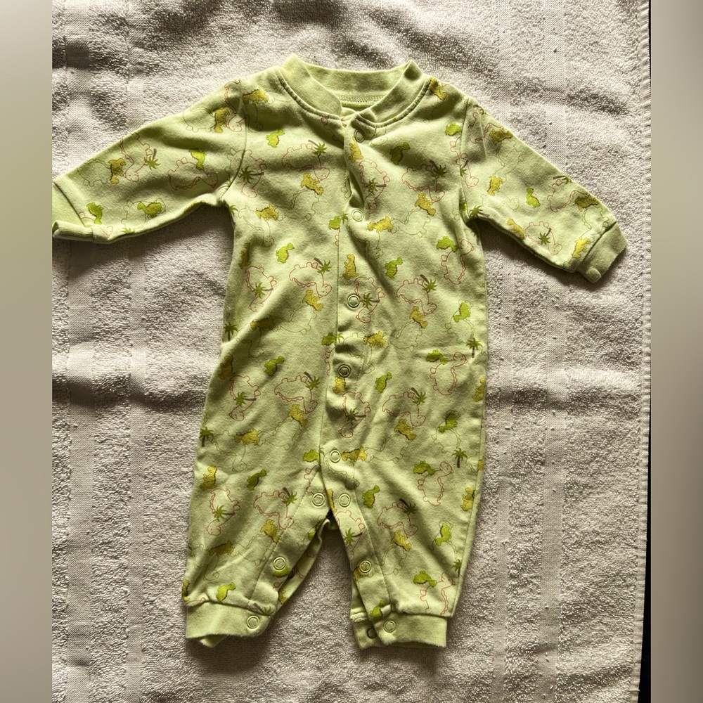 Baby Boots Green Frog Print Kids One Piece size 3mths